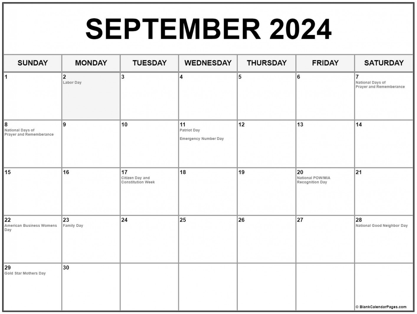 september with holidays calendar 0