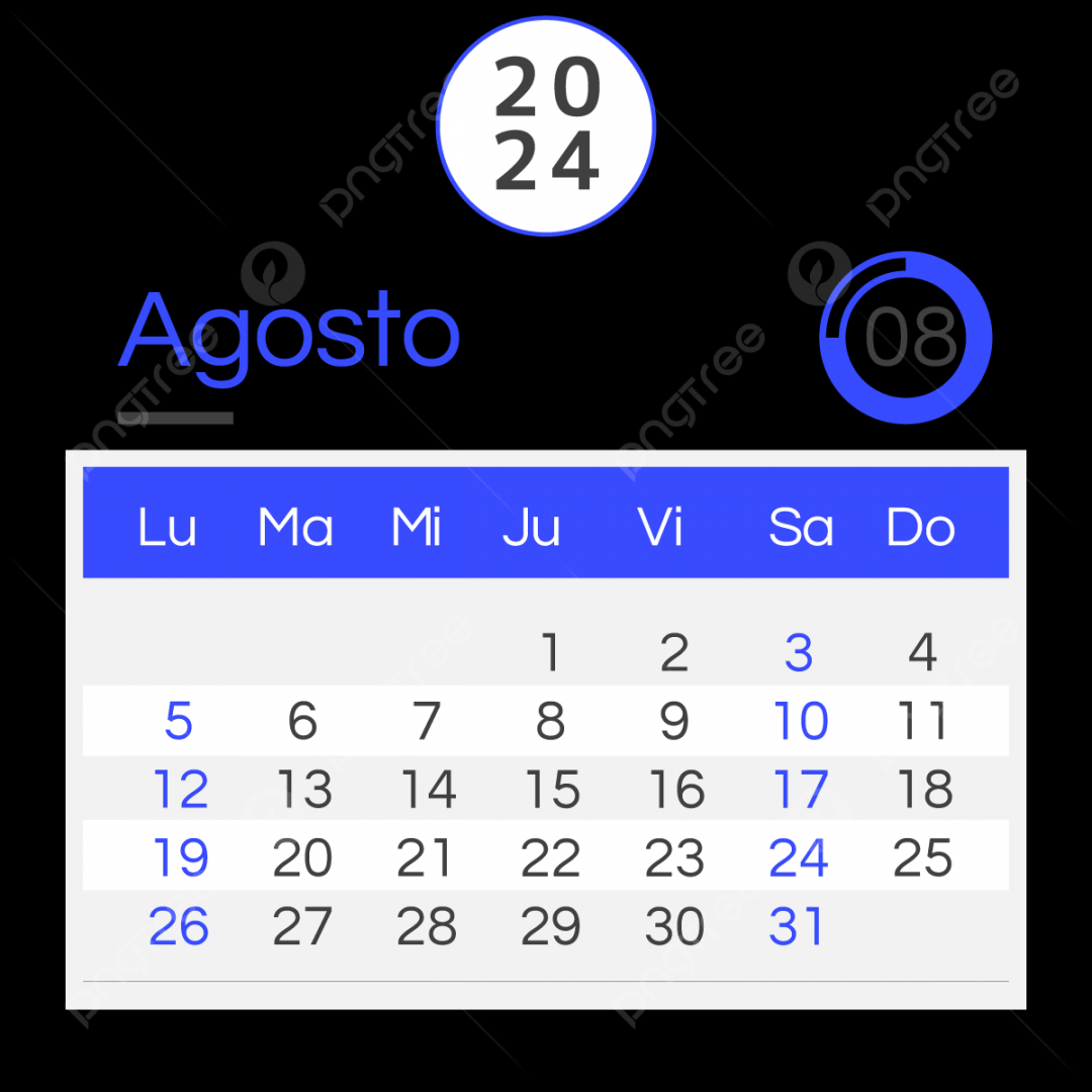 Spanish Calendar Simple August, Two Thousand And Twenty Four