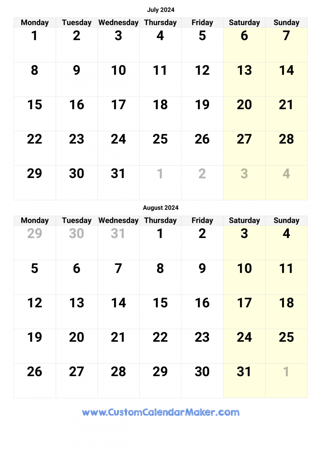 www customcalendarmaker com calendars months july