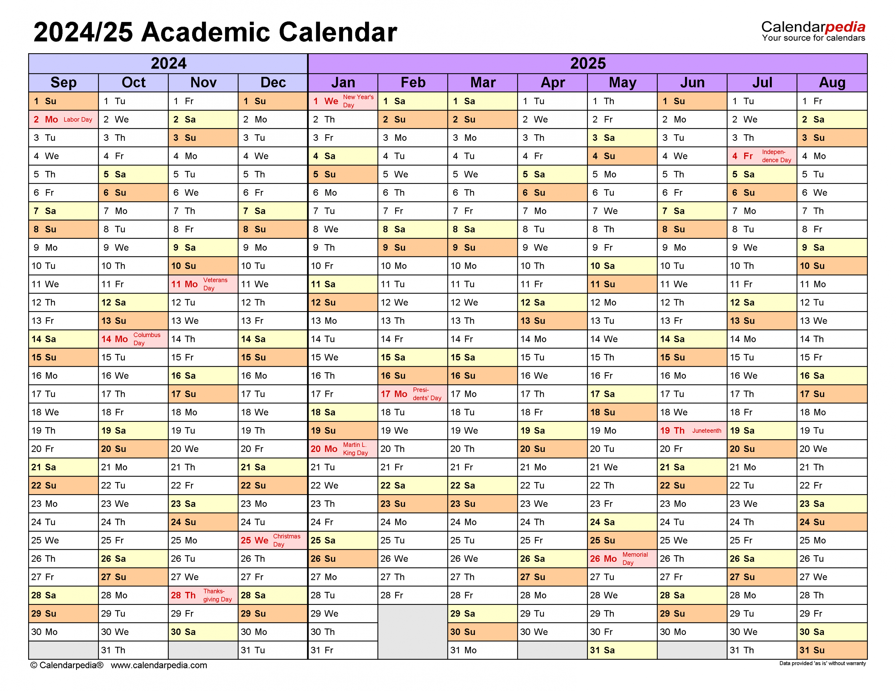Academic Calendars / - Free Printable PDF templates