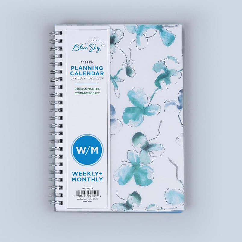 Blue Sky  Weekly and Monthly Planner, January - December, " x ",  Frosted Cover, Wirebound, Lindley (10179-)