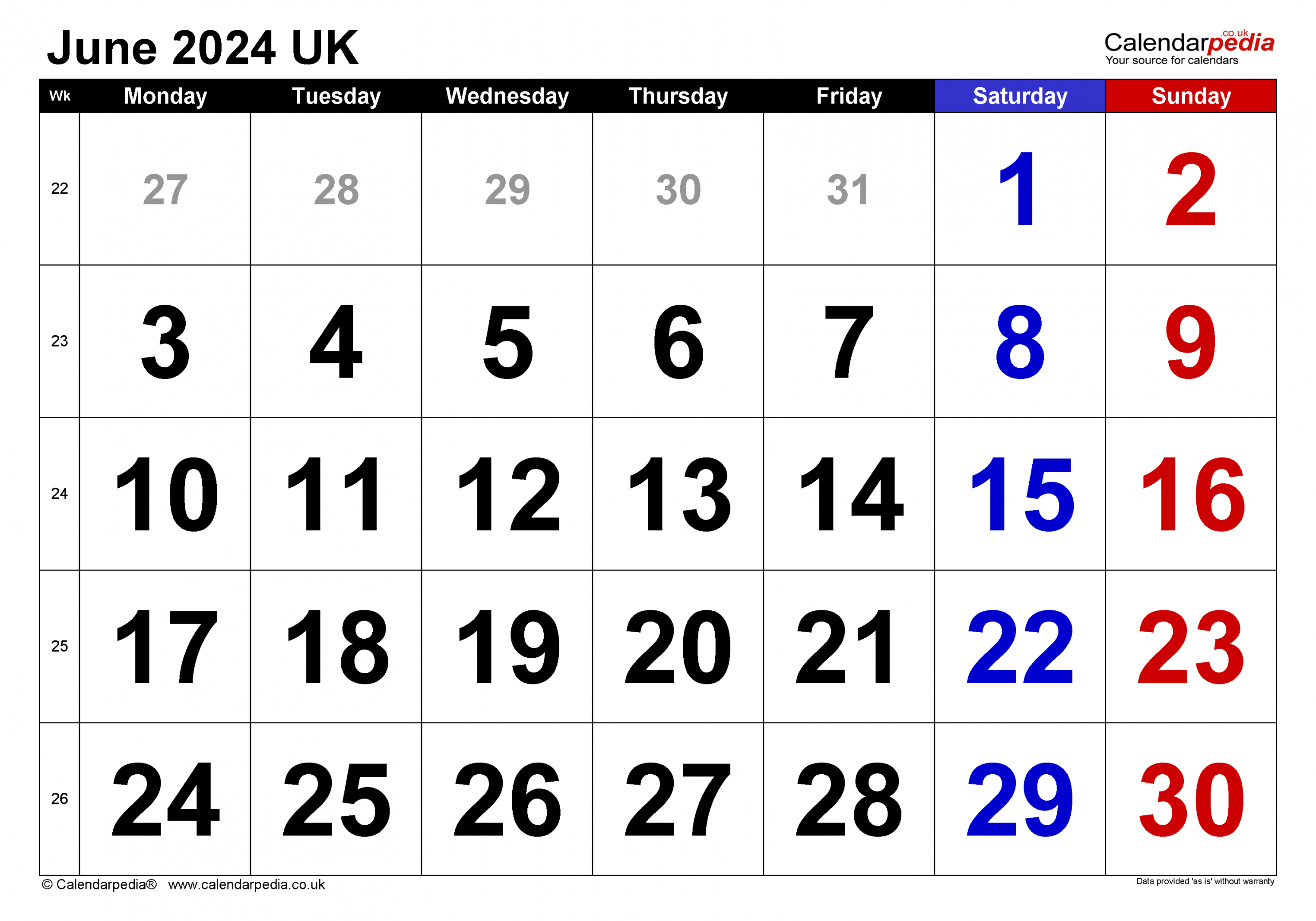 calendar june uk with excel word and pdf templates 0