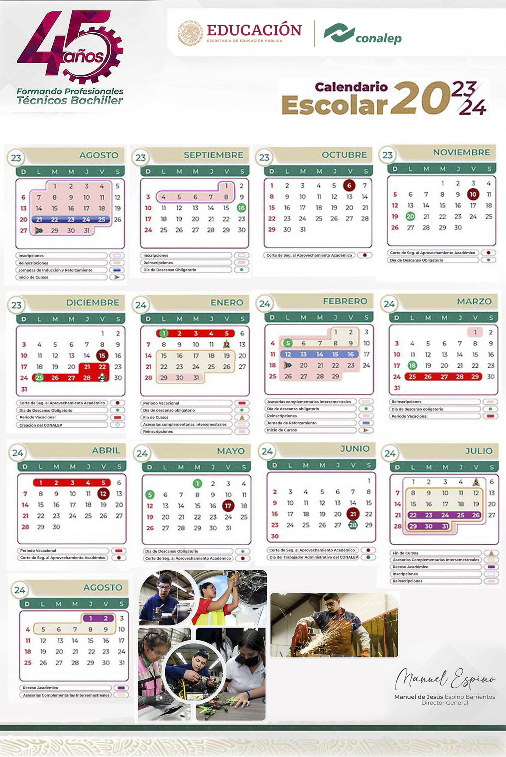 Calendario Escolar  CONALEP CDMX - IZTAPALAPA V