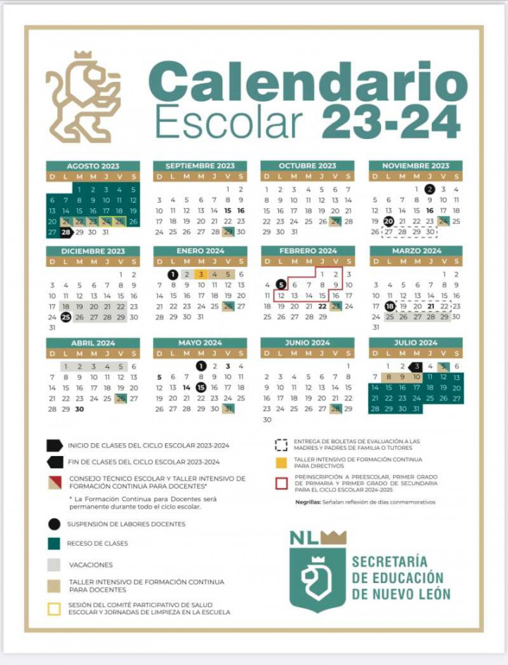 Calendario Escolar - de Nuevo León: así quedó