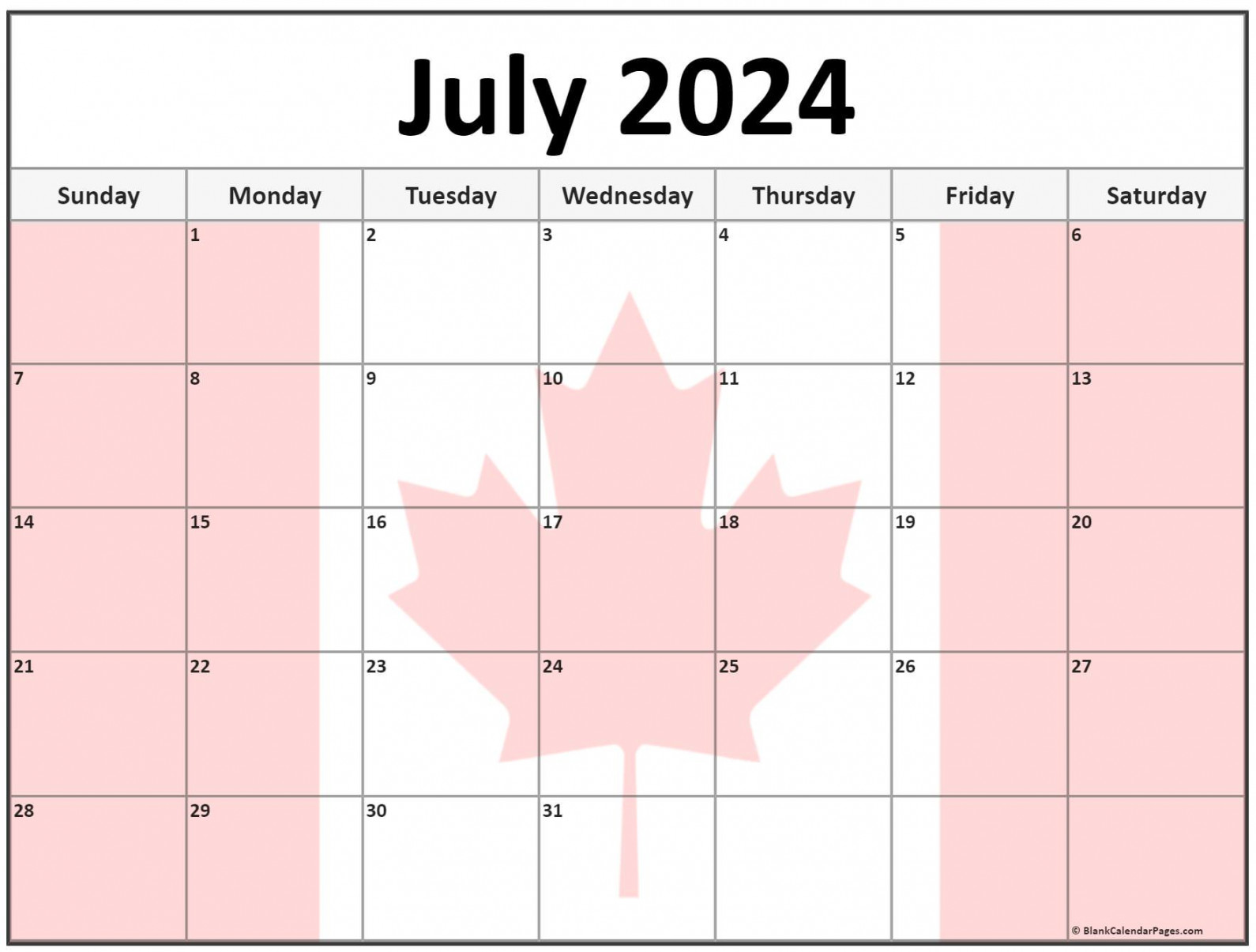Collection of July  photo calendars with image filters.