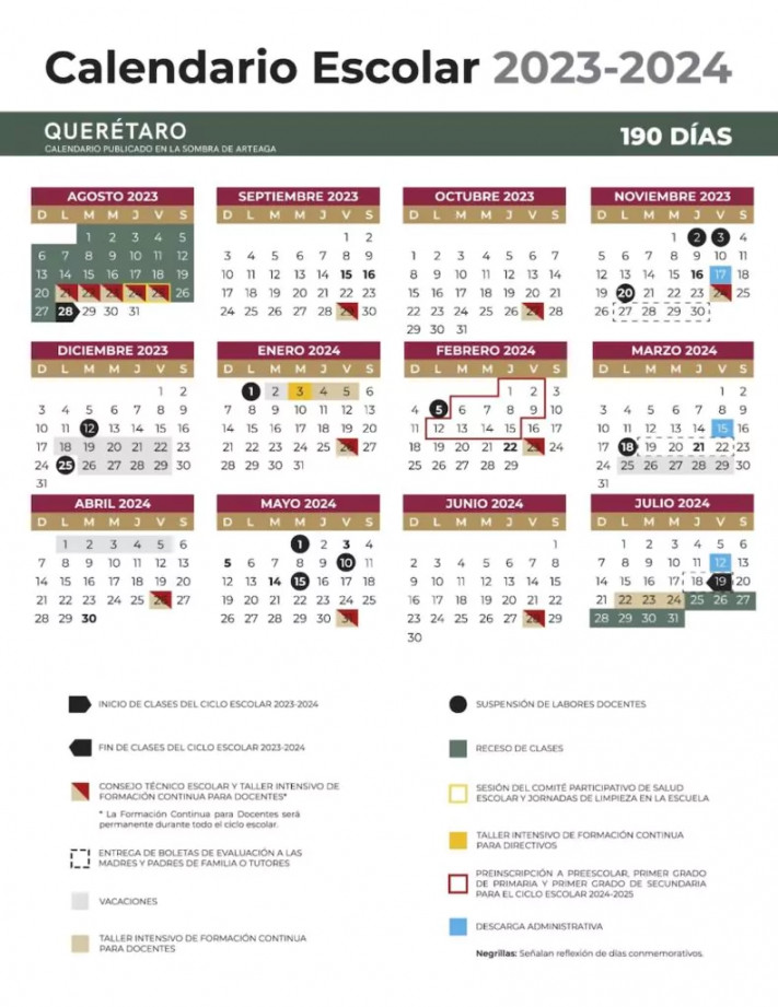 Conoce el nuevo Calendario escolar - en Querétaro: Estas