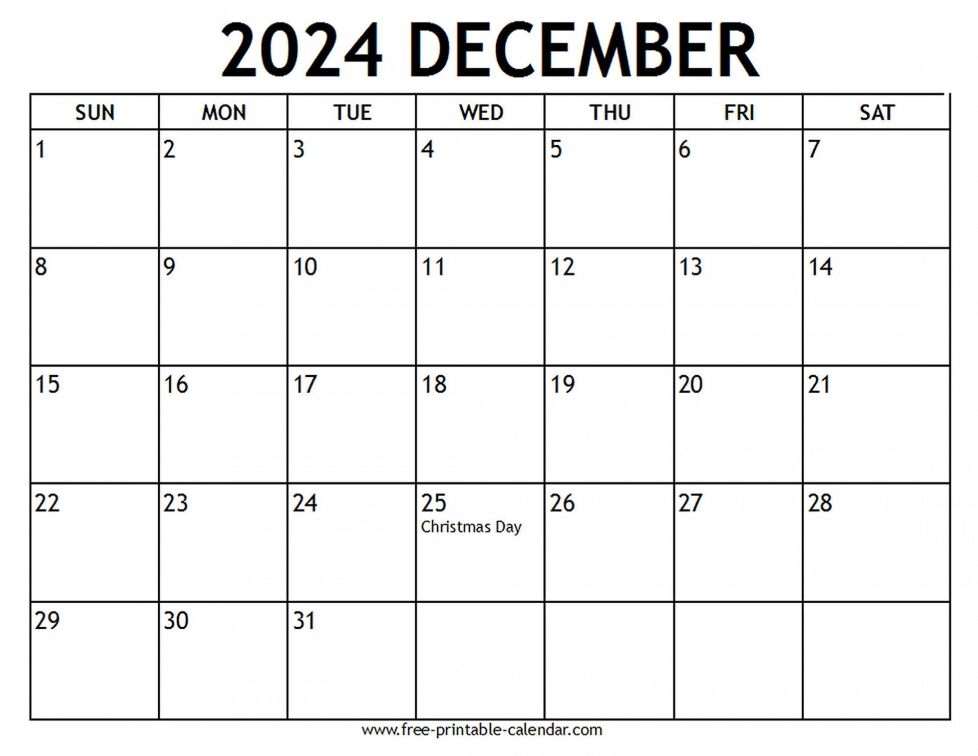 December  Calendar US Holidays - Free-printable-calendar