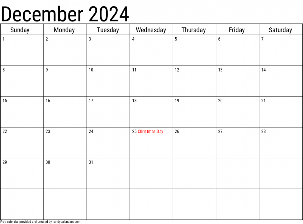 December Calendars - Handy Calendars