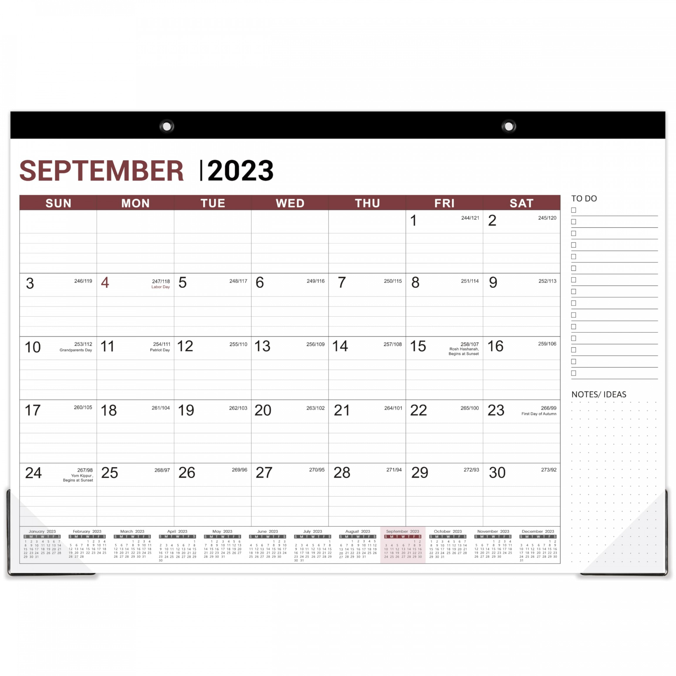 Desk Calendar - -  Months Calendar , " x ", September   - December , - Desk Calendar, Large Ruled Blocks for  Planning