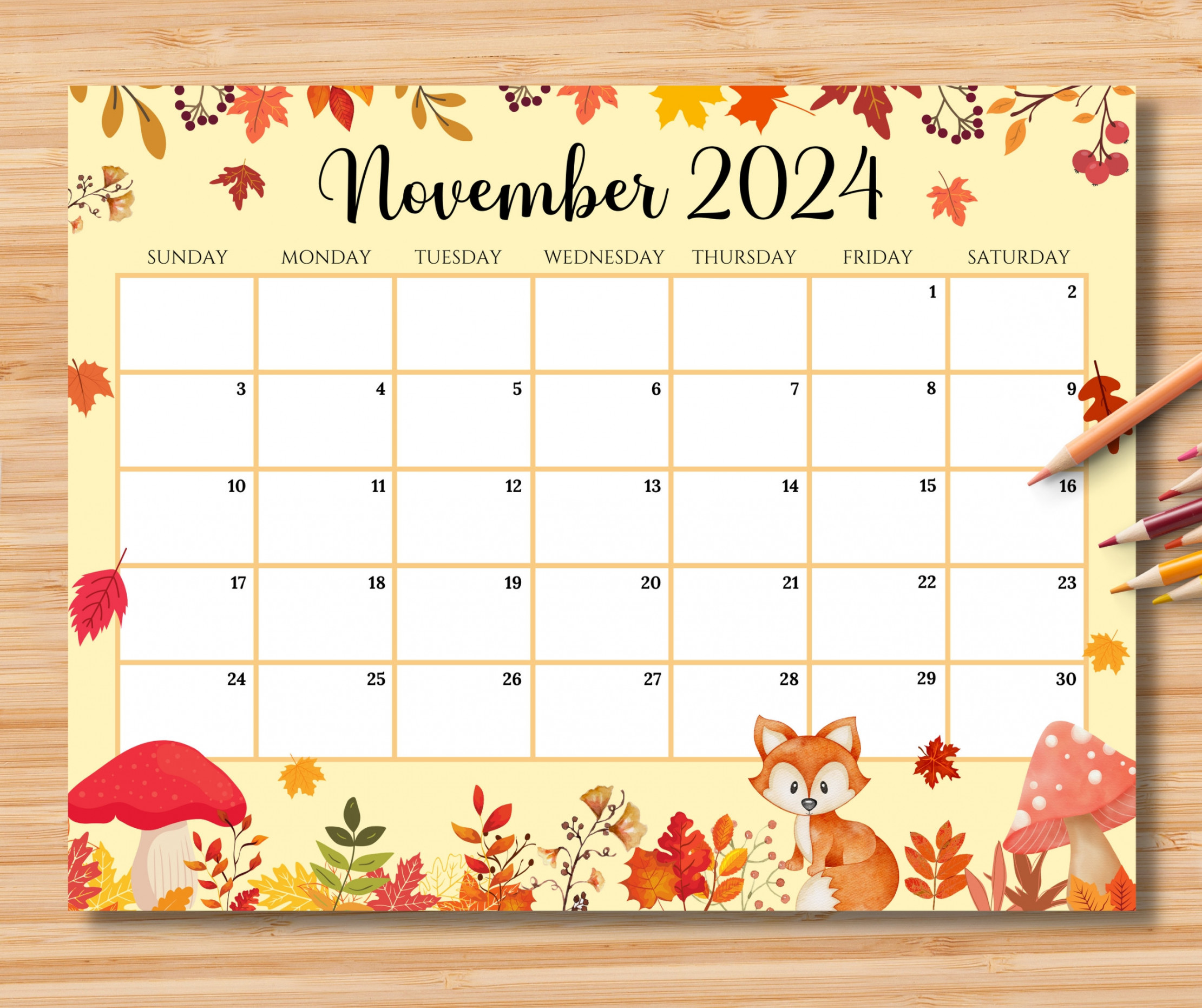 editable november calendar beautiful fall autumn printable