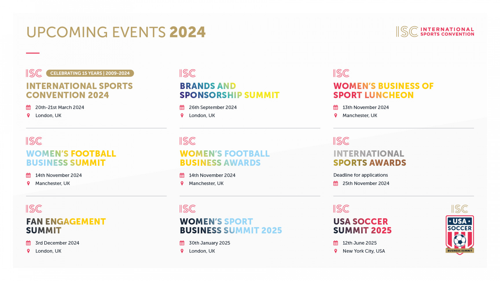 Events Calendar  Overview - International Sports Convention
