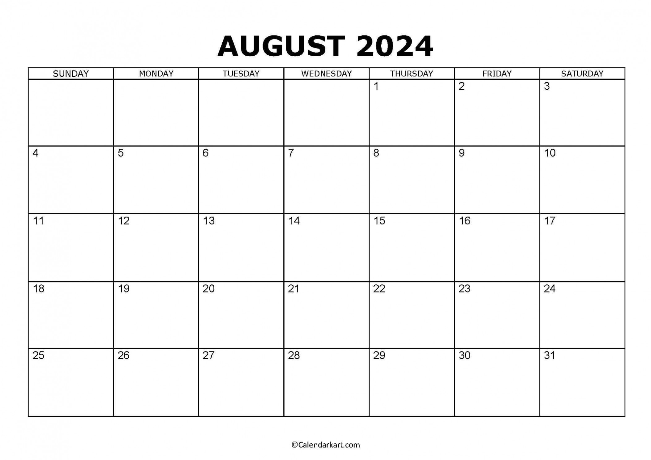 free printable august calendars calendarkart