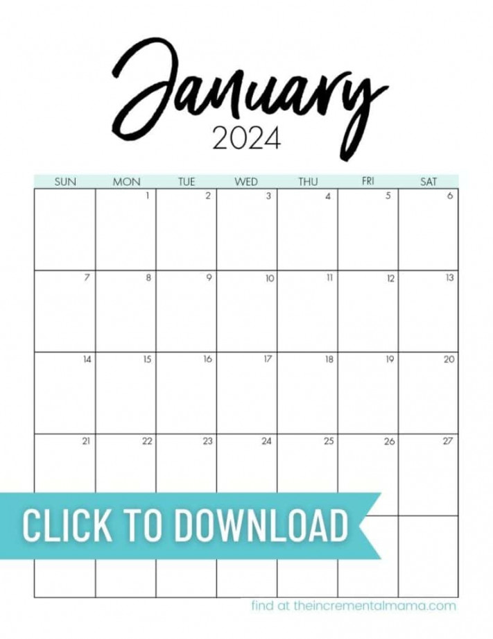 Free Printable Monthly Calendar  - January to December - The