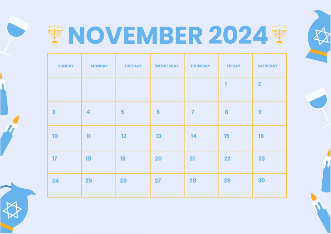 Jewish Calendar November  Template - Edit Online & Download