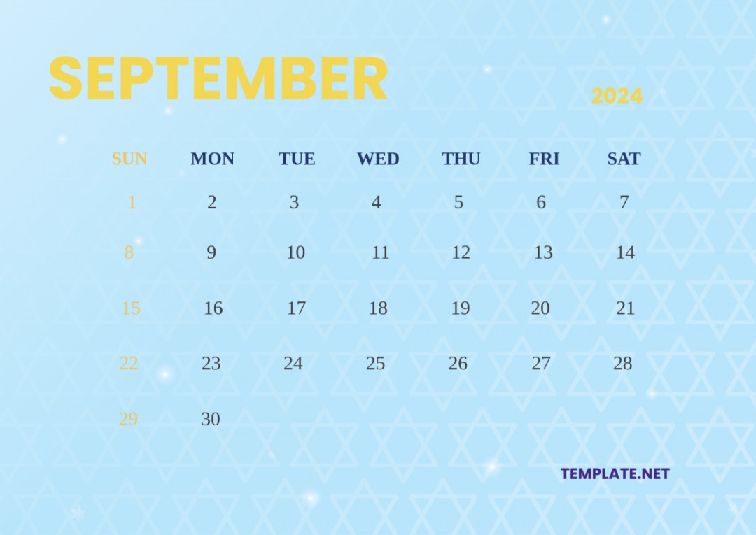 jewish calendar september template edit online amp download