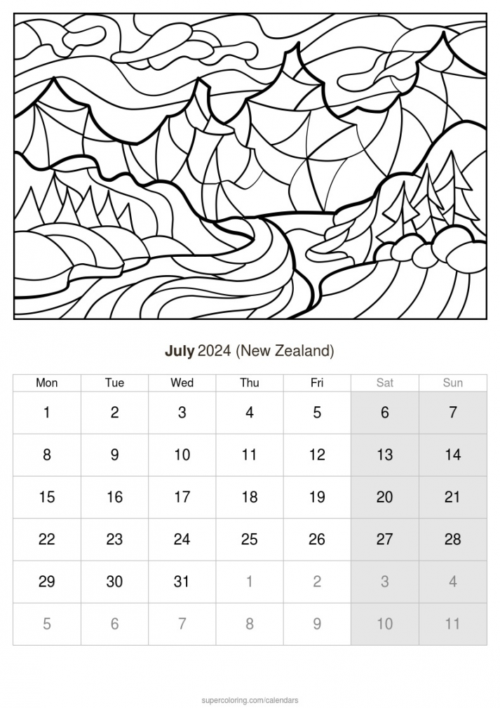 July  calendar - New Zealand