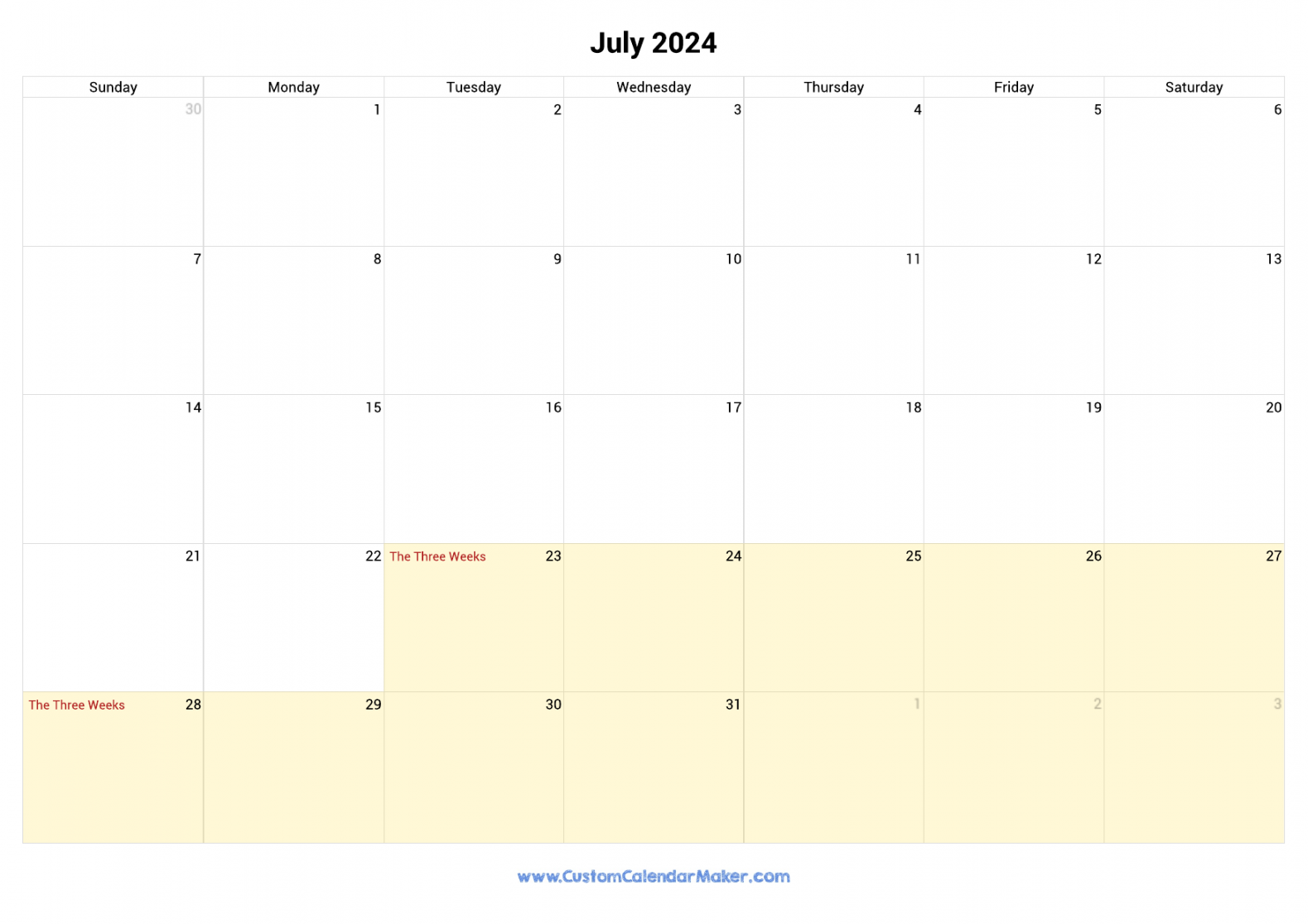 July  Jewish Calendar with Hebrew Holidays