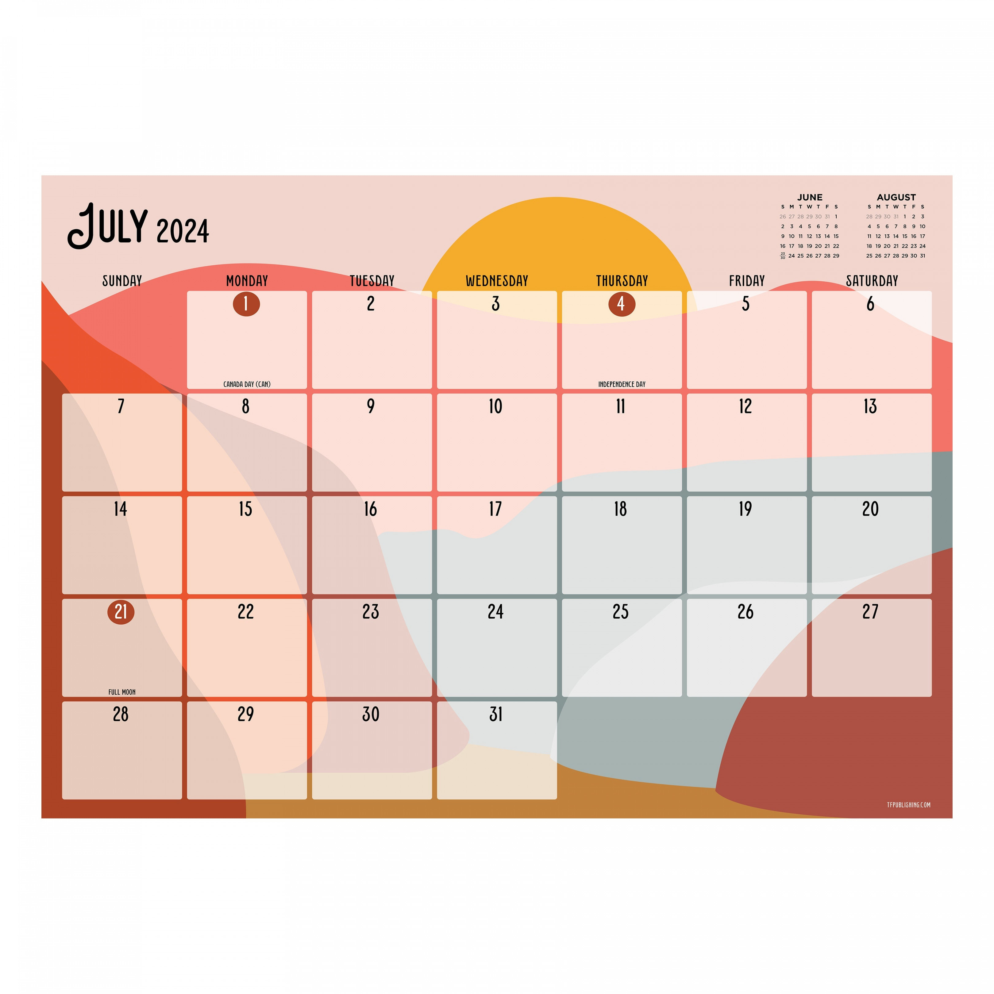 july june landscapes medium monthly desk pad blotter academic calendar