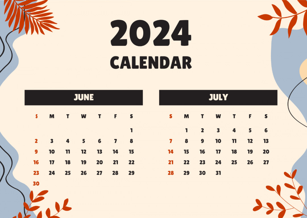 June July  Calendar Template - Edit Online & Download Example