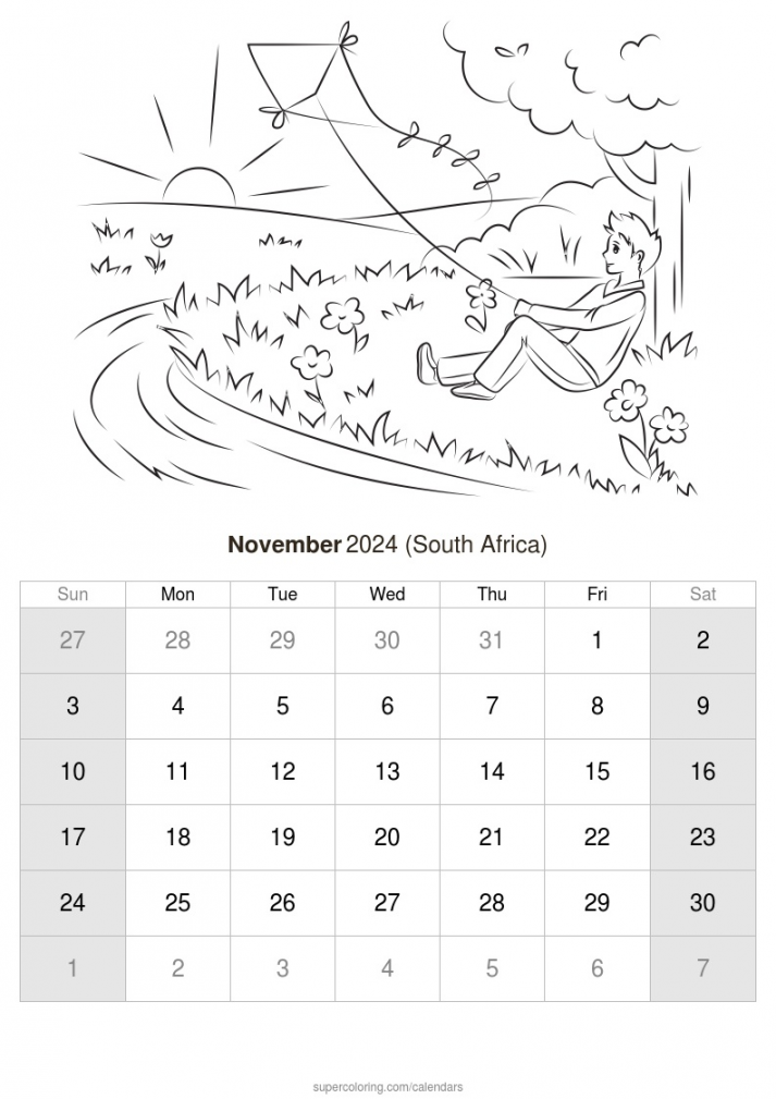 november calendar south africa 0