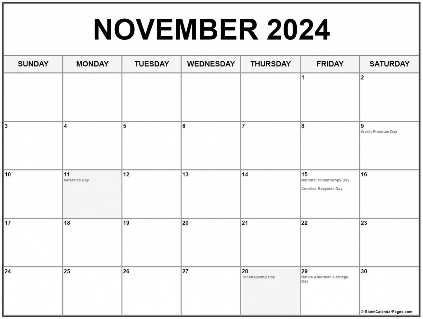 november with holidays calendar 0