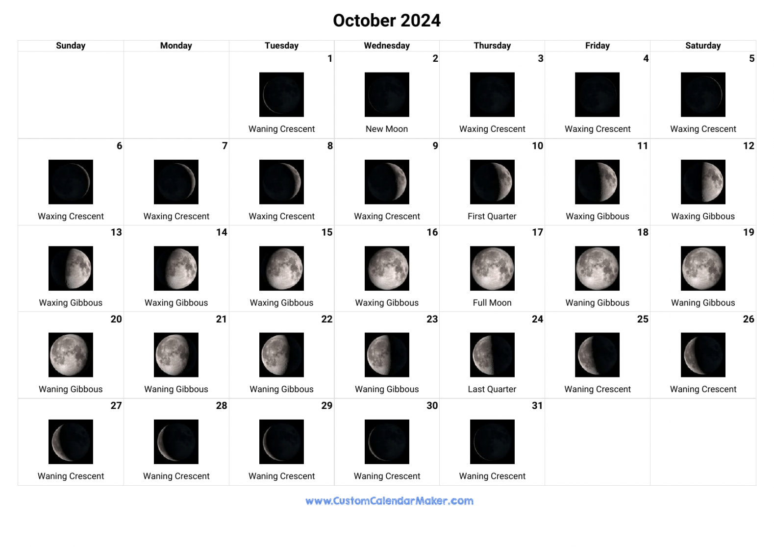 october moon phases calendar 0