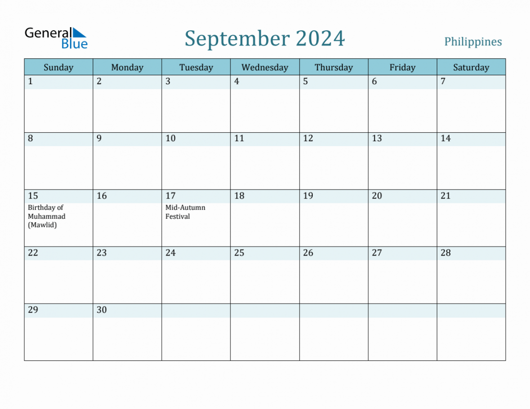 philippines holiday calendar for september