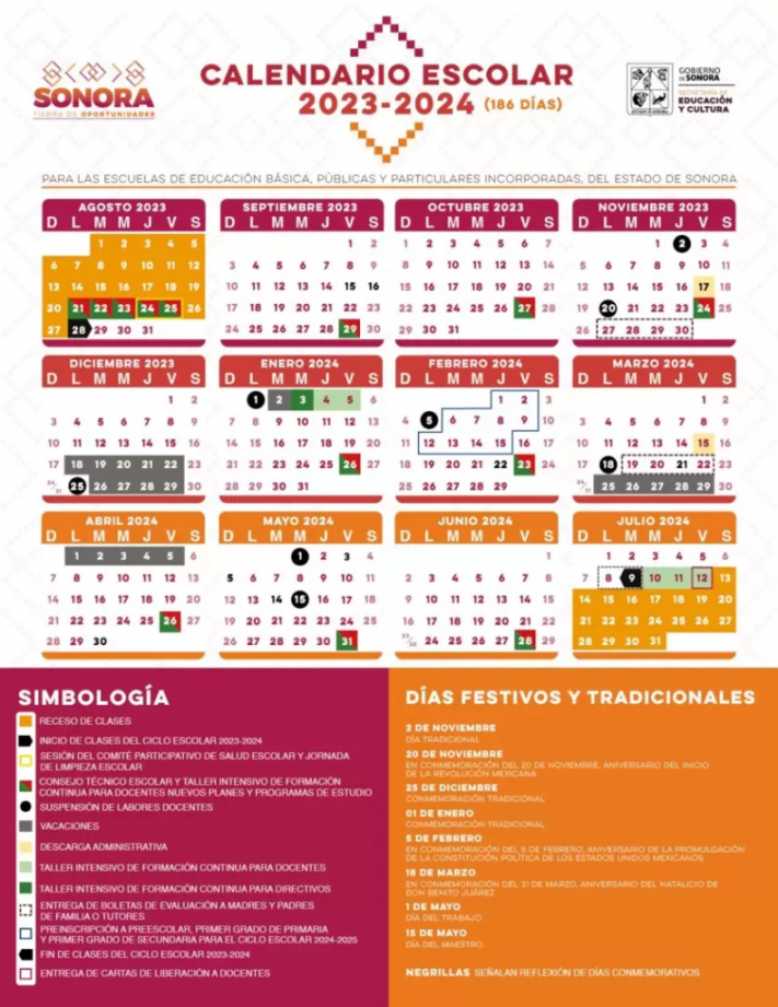 Presentan calendario escolar - para Sonora - Informativo