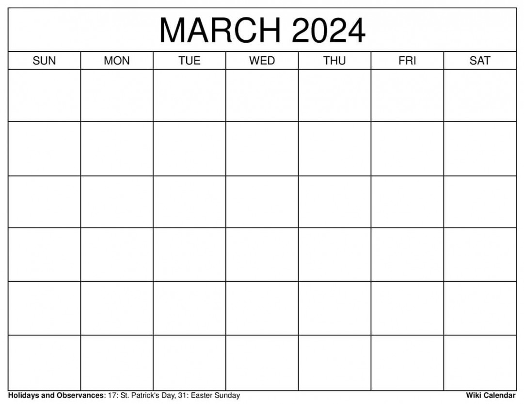 printable march calendar templates with holidays