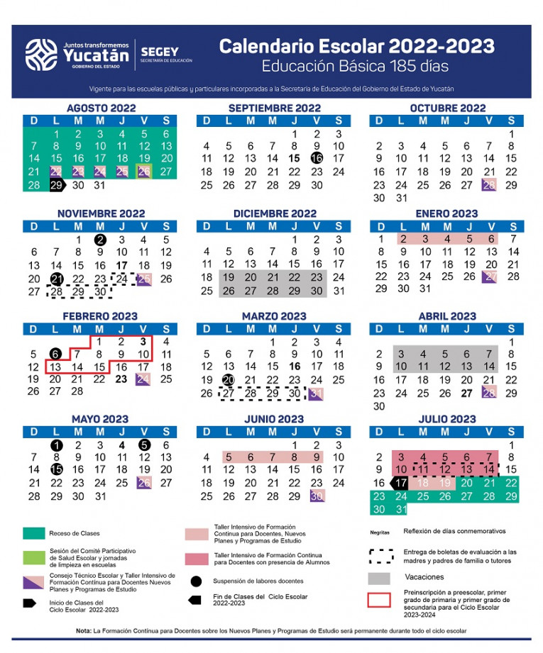 Segey presenta Calendario Escolar - de  días