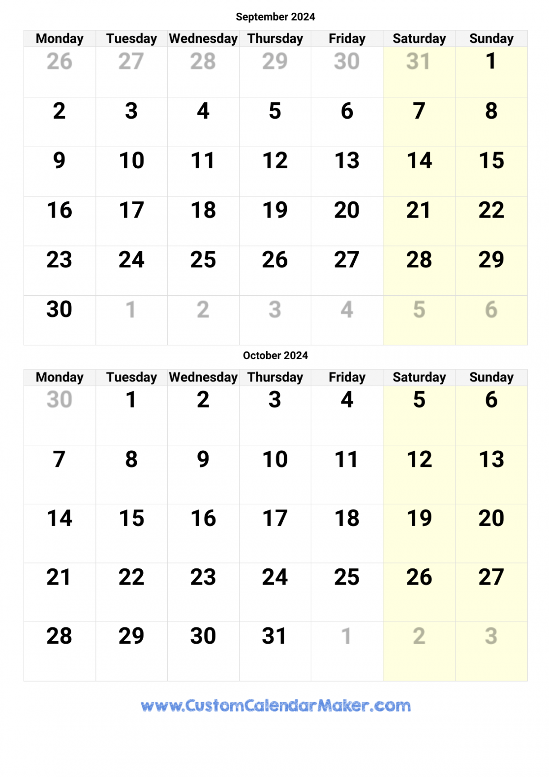 september and october printable calendar template 11