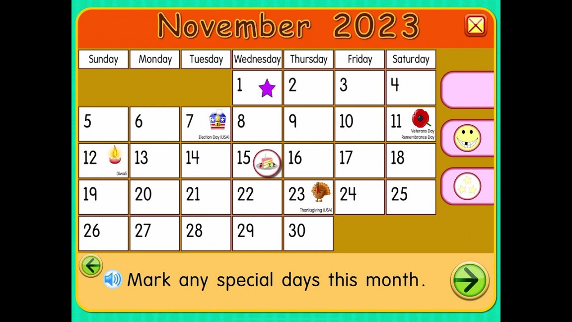 Starfall Calendar November  is here