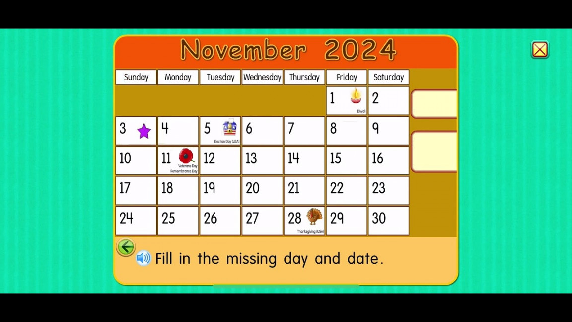 starfall calendar november