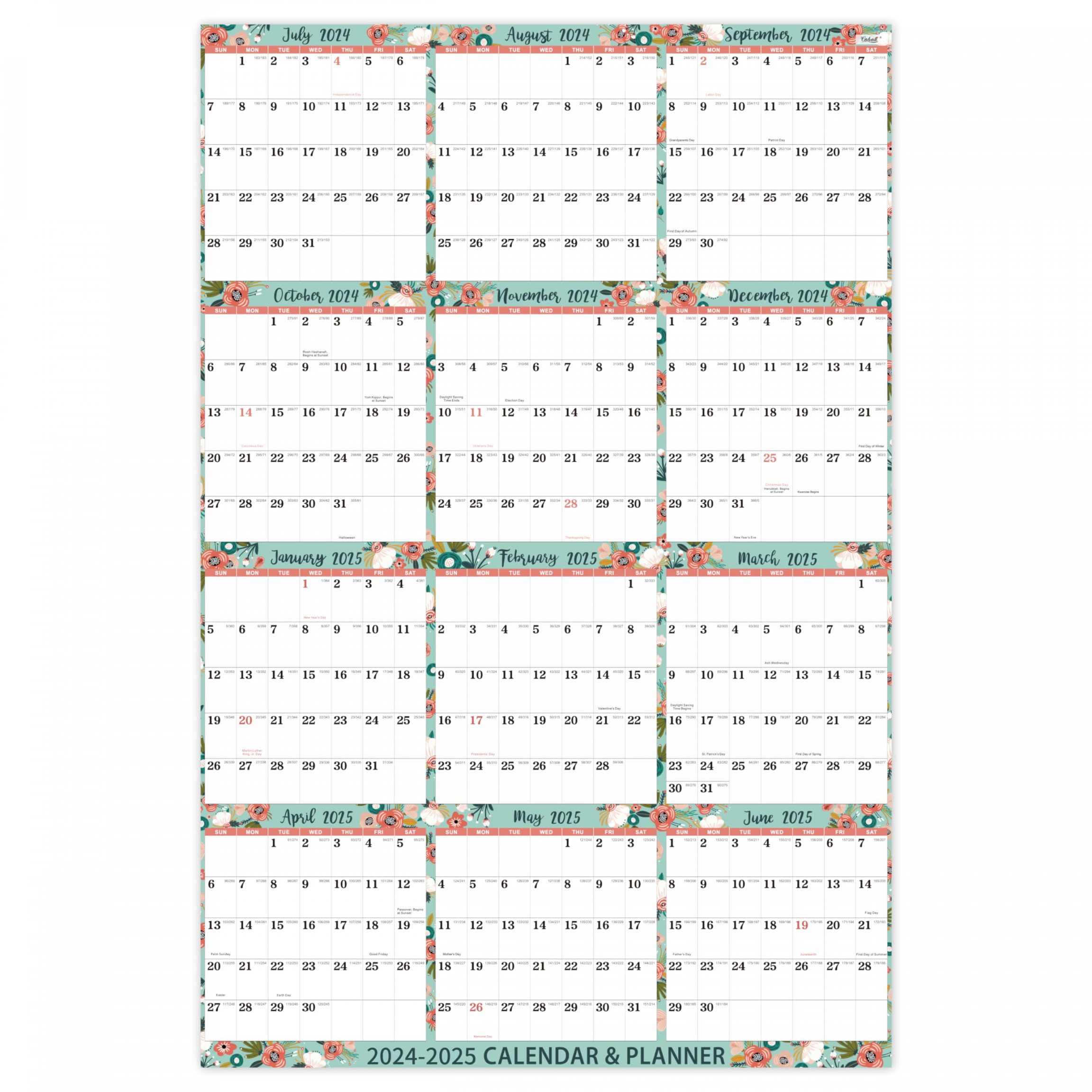 Calendar - - Yearly Wall Calendar -, July -June ,  .