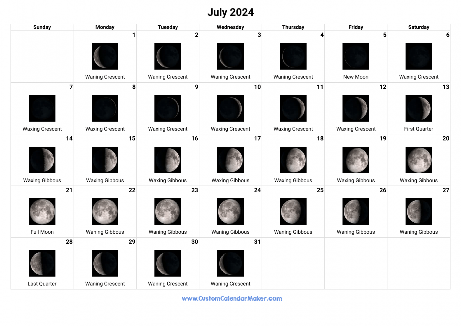 july moon phases calendar 1