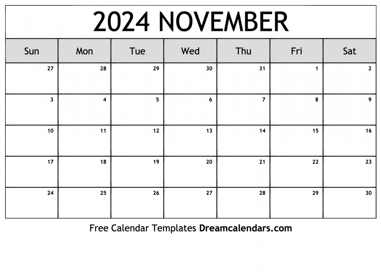 November  Calendar - Free Printable with Holidays and Observances