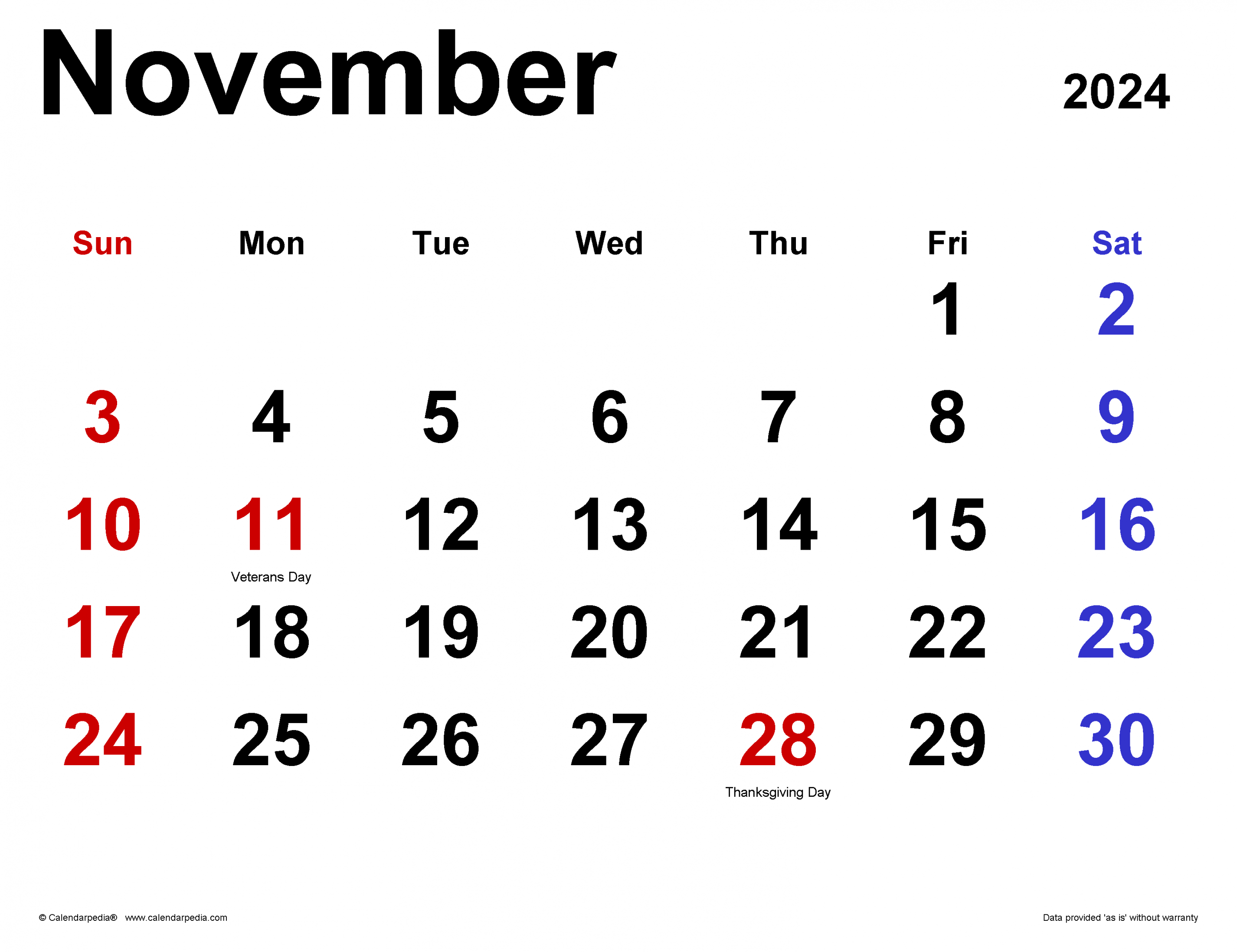november calendar templates for word excel and pdf 4