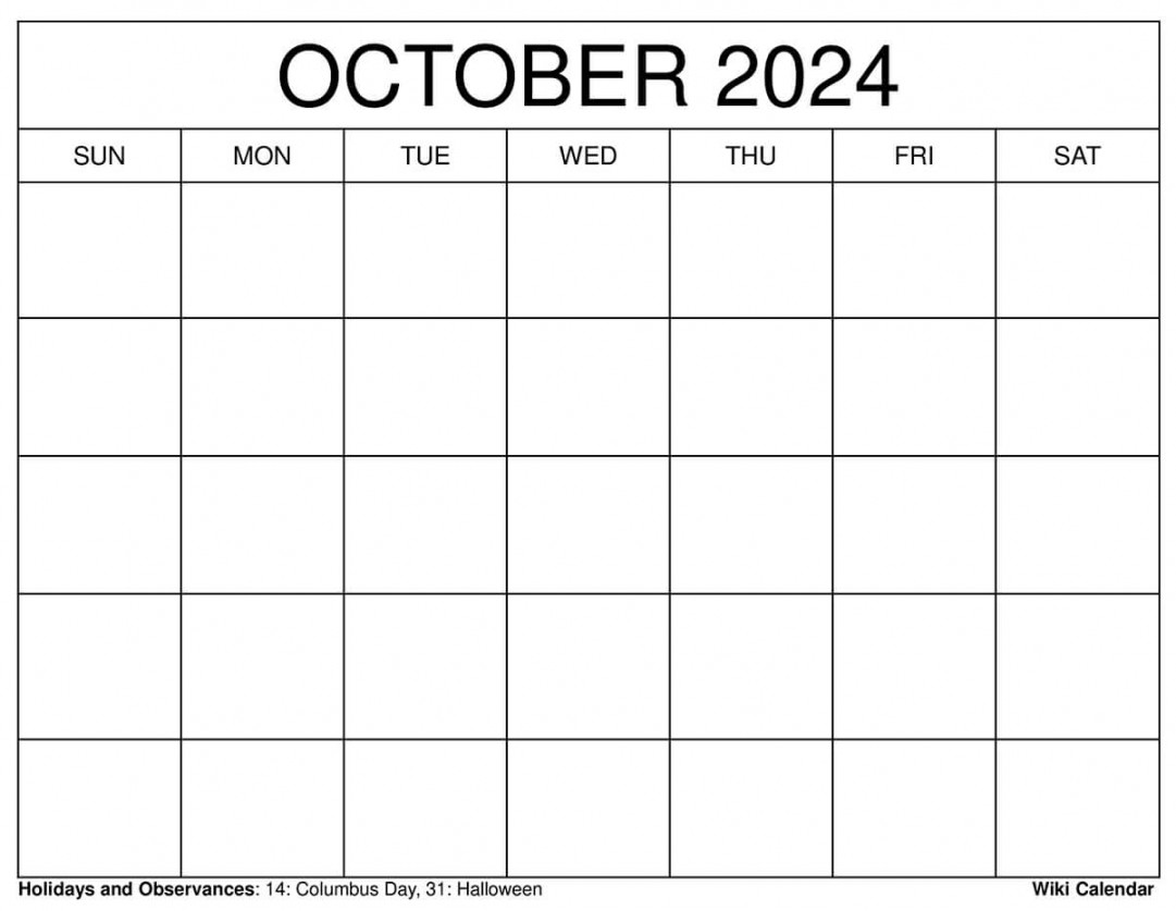 printable october calendar templates with holidays 1