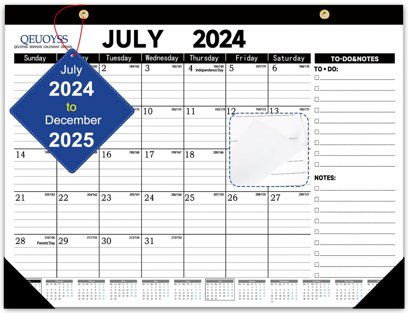 QEUOYSS Desk Calendar - -July  to December , Desk Calendar   Months "x " Perfect for Home, School or Office