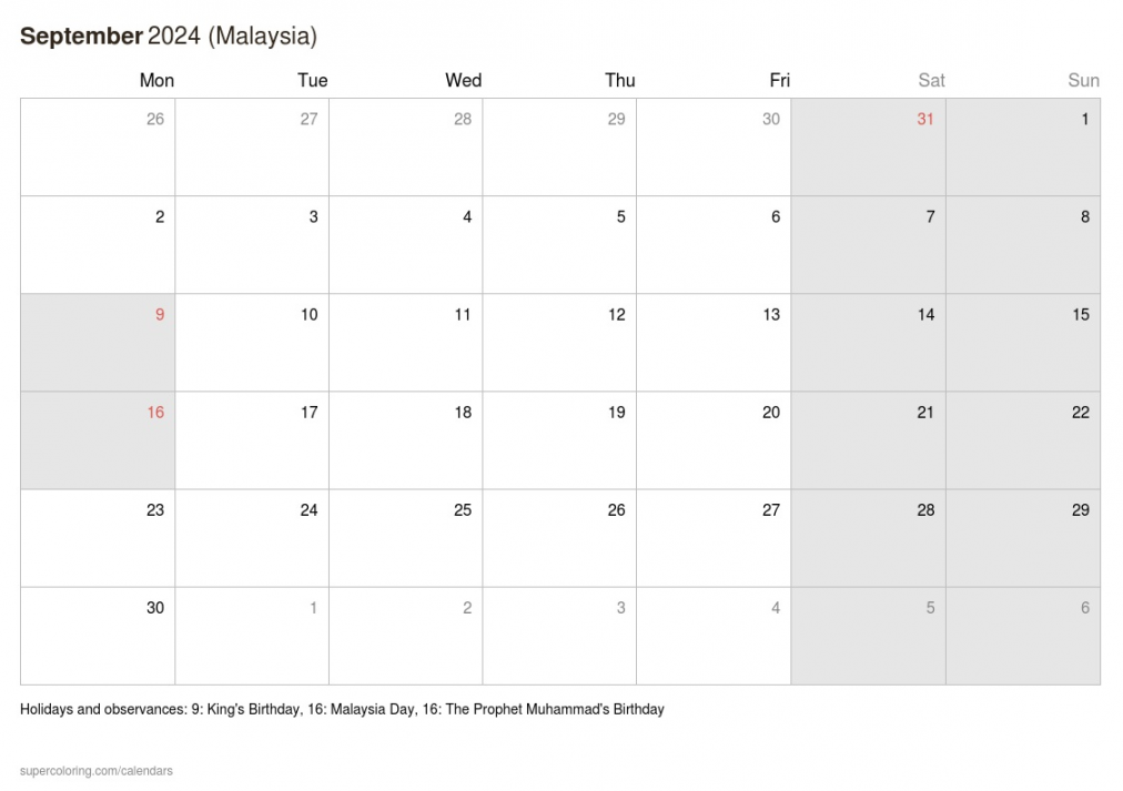 september calendar malaysia
