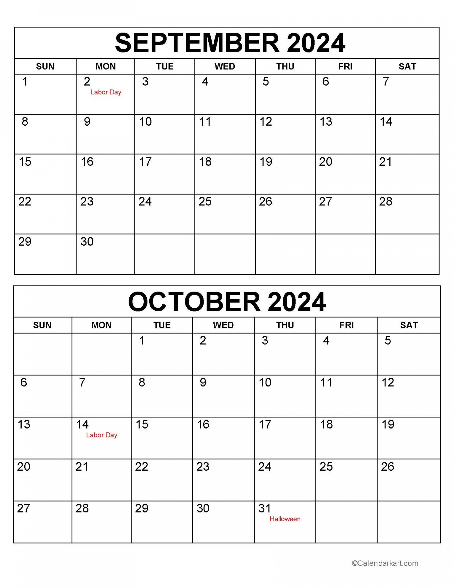 September October  Calendar (th Bi-Monthly) - CalendarKart