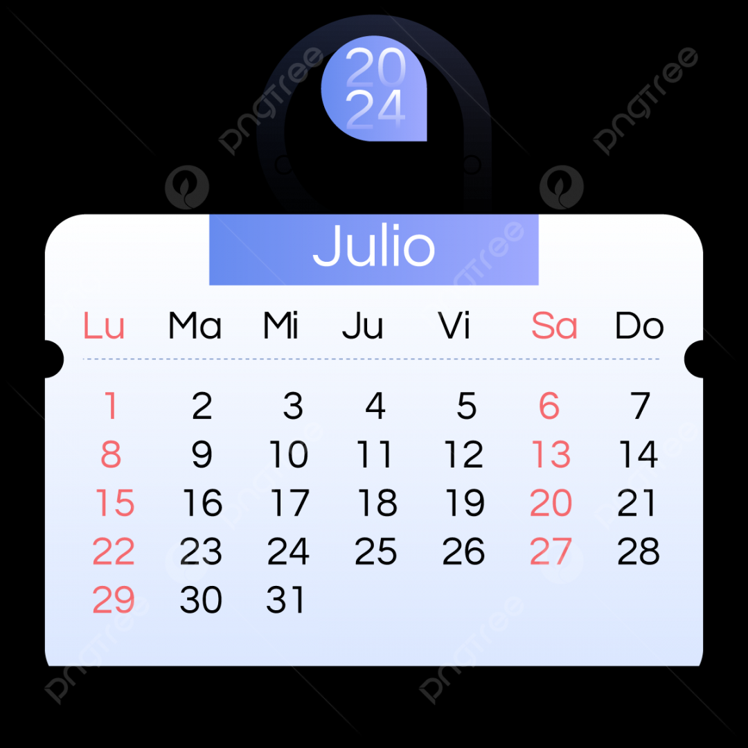 Spanish Calendar Blue Gradient July, Two Thousand And Twenty