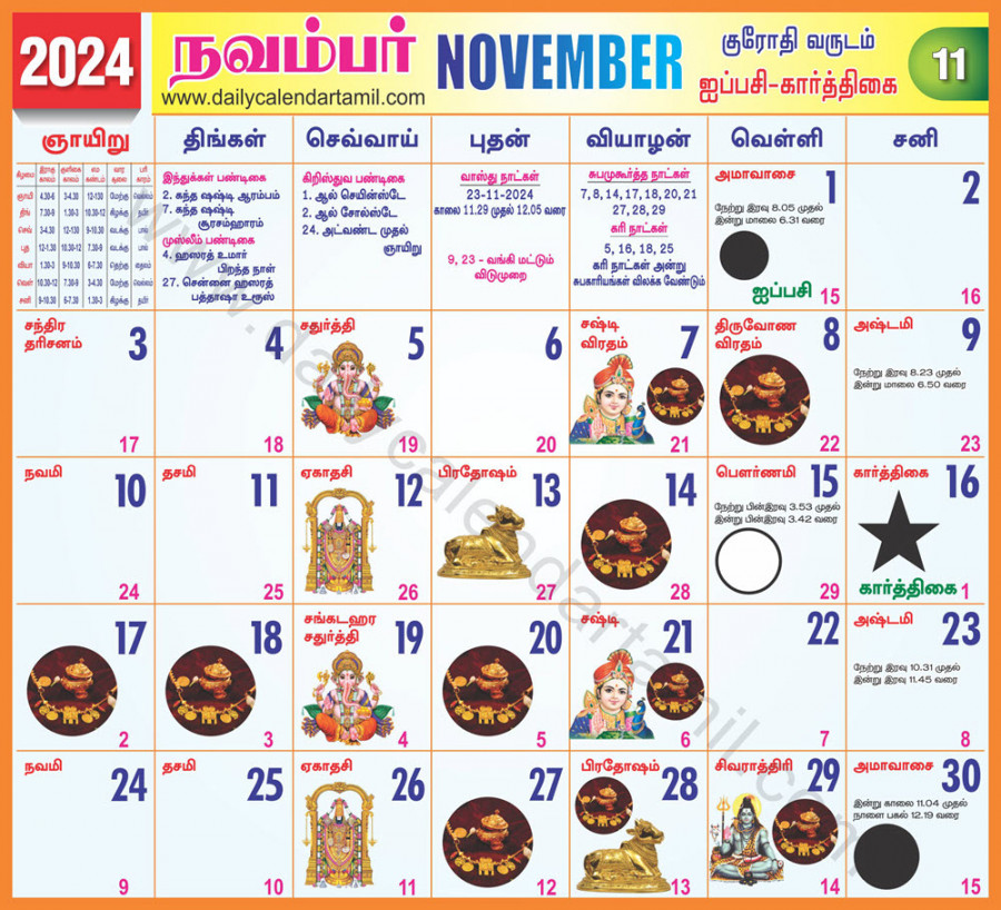 Tamil Calendar November   தமிழ் மாத காலண்டர்
