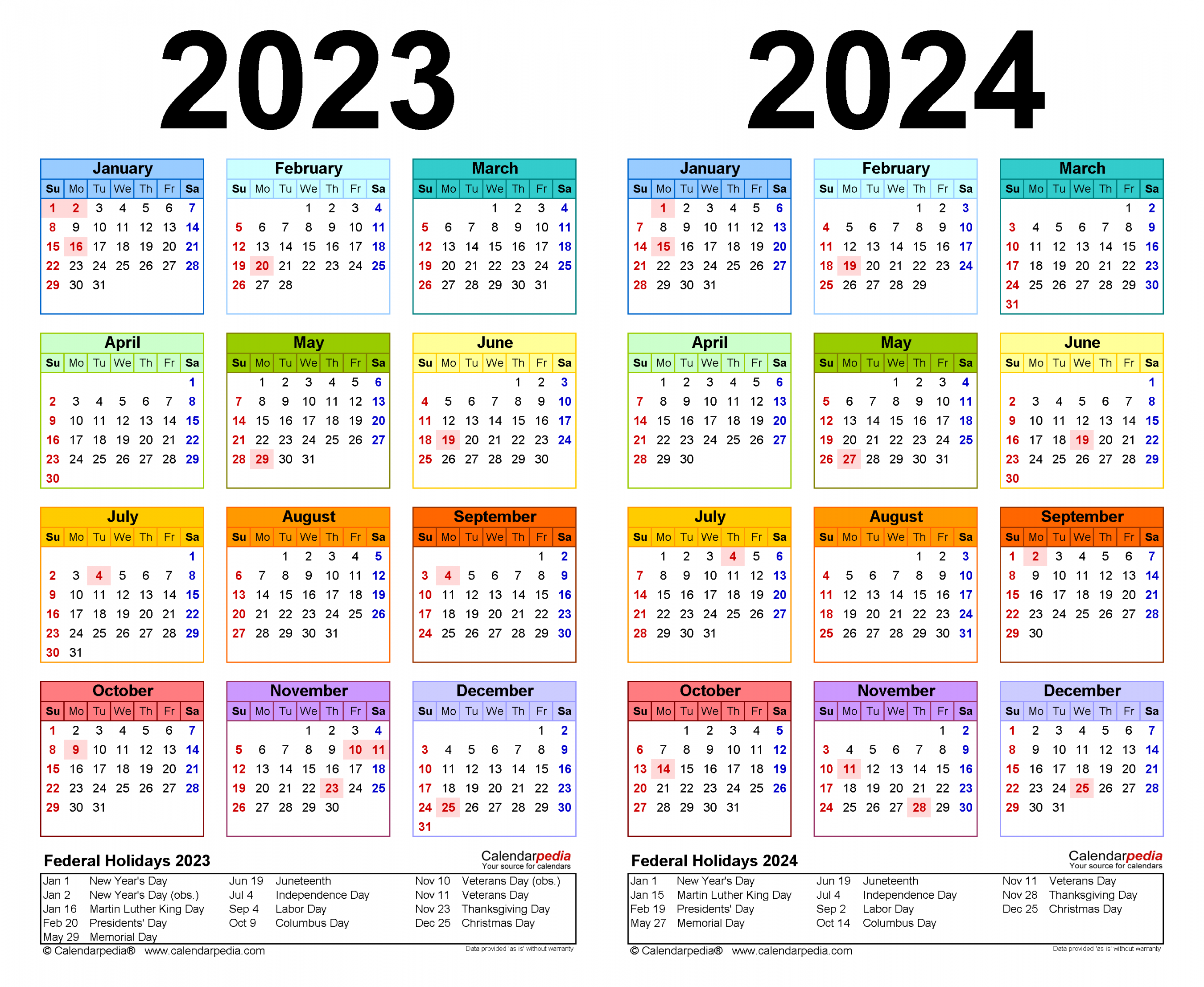 two year calendar free printable pdf templates