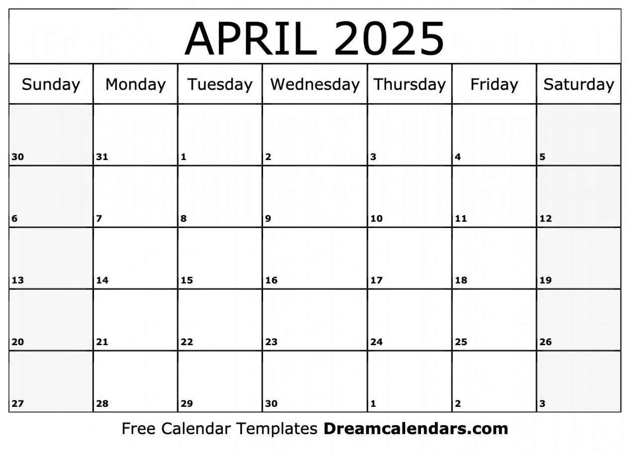 April  Calendar - Free Printable with Holidays and Observances