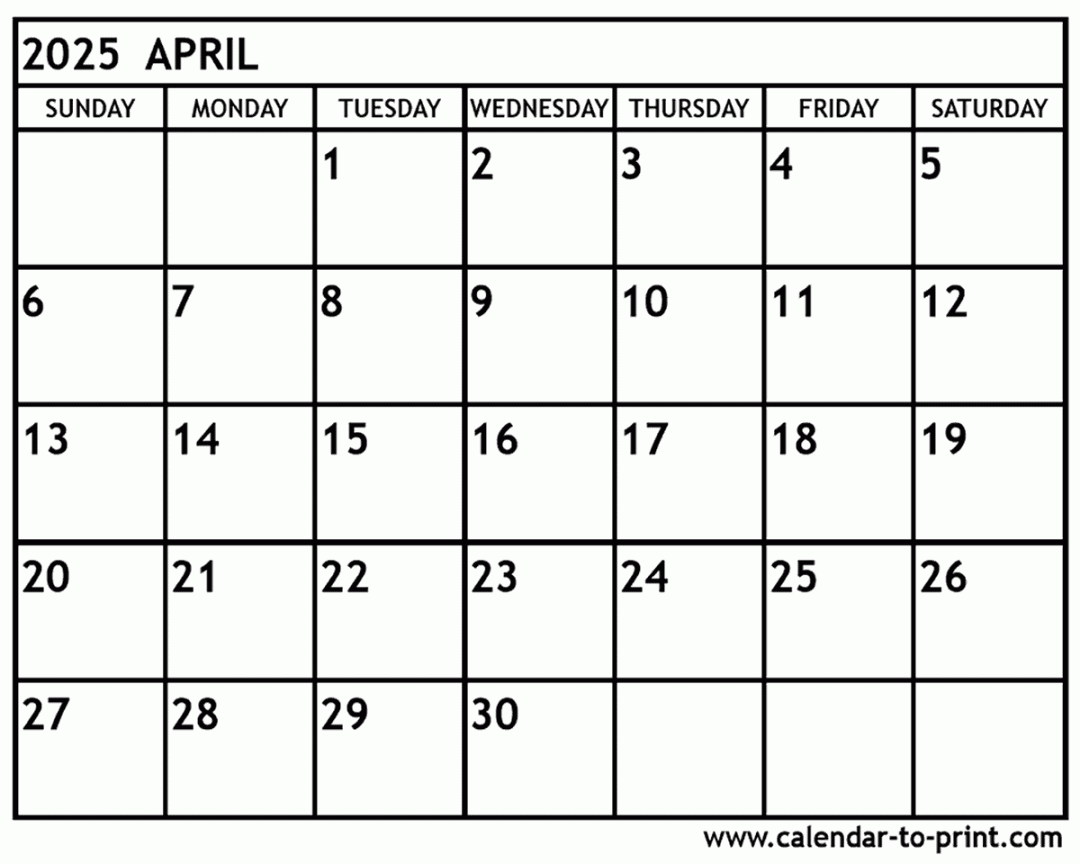 april calendar printable