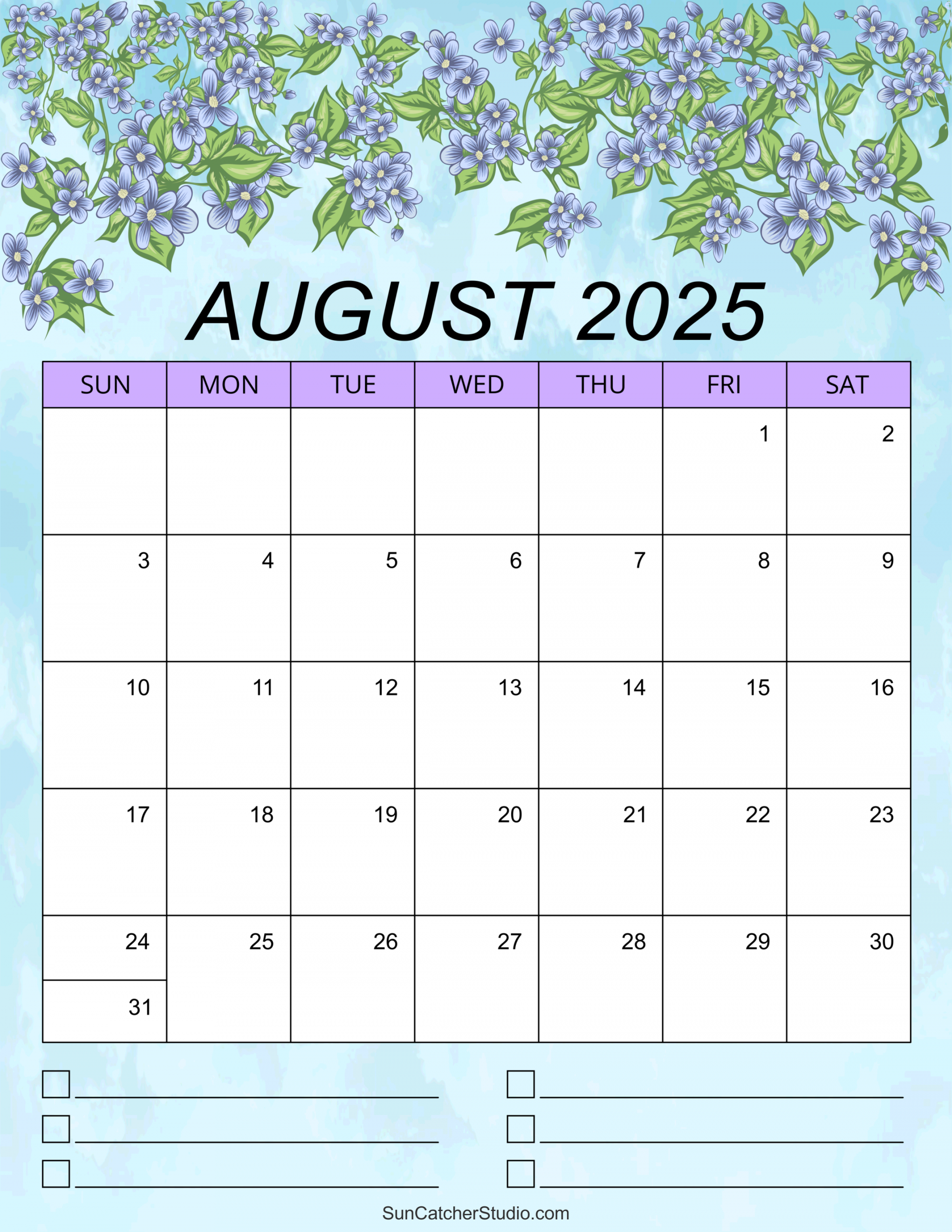 August  Calendar (Free Printable) – DIY Projects, Patterns