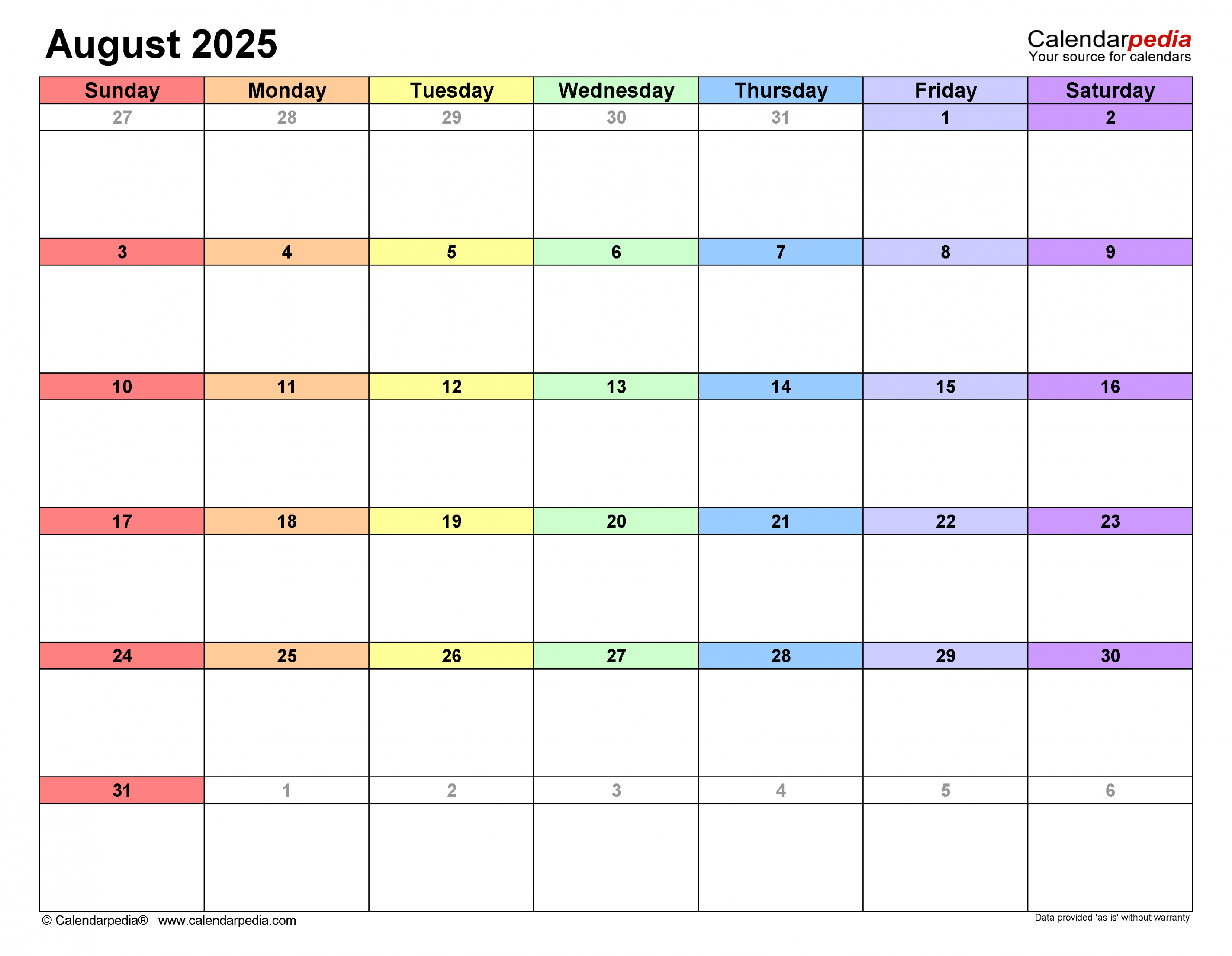 august calendar templates for word excel and pdf 7