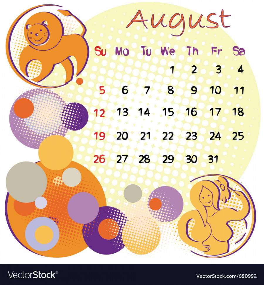 calendar august Royalty Free Vector Image