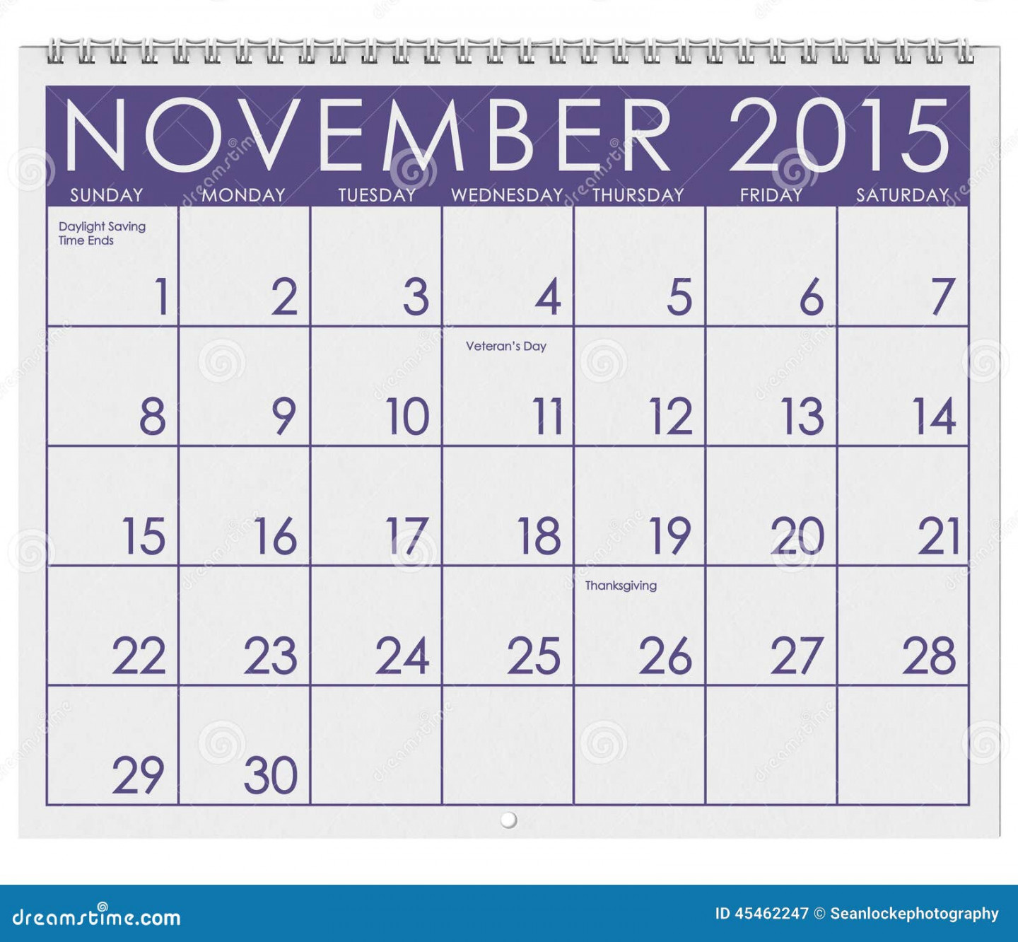 Calendar: Month of November Stock Illustration - Illustration